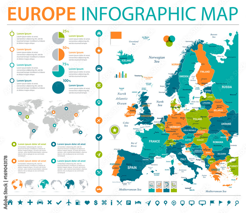 Wall mural europe map - info graphic vector illustration