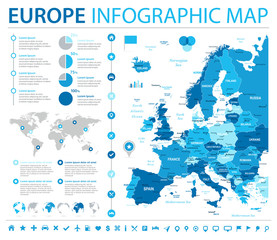 Obraz premium Europe Map - Info Graphic Vector Illustration