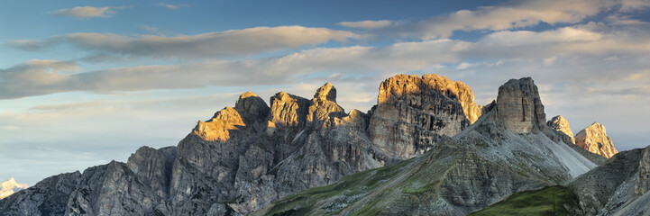 panorama with mountains peaks in national park in Italy