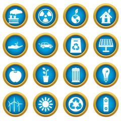 Ecology icons blue circle set