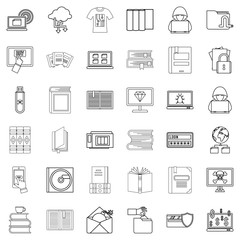Bookmark icons set, outline style