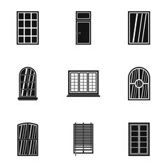 House window icon set, simple style