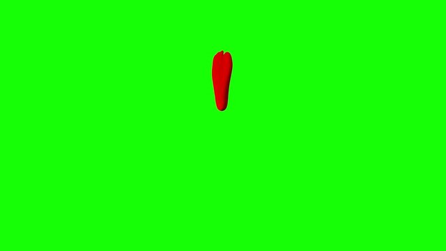 Red ink dripping over green screen background. Close-up shot