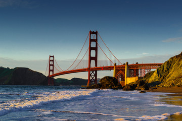 golden gate bridge - baker beach zonsondergang
