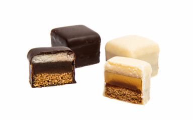 Biscuits in chocolate glaze isolated