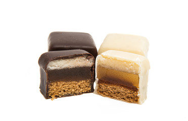 Biscuits in chocolate glaze isolated