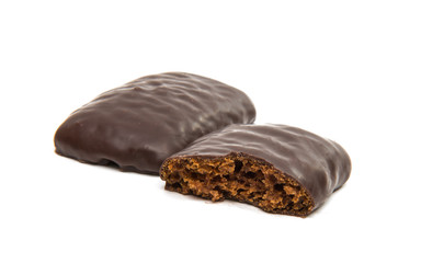 Biscuits in chocolate glaze isolated