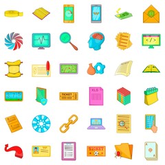 Discussion icons set, cartoon style