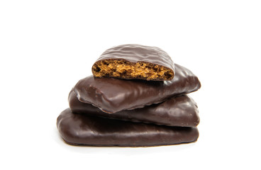 Biscuits in chocolate glaze isolated