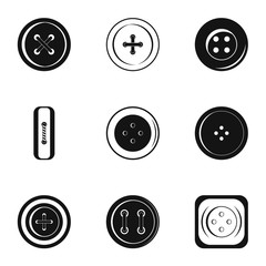 Modern clothes button icon set, simple style