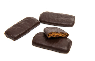 Biscuits in chocolate glaze isolated