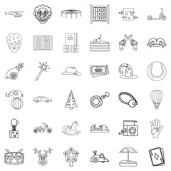 Park icons set, outline style