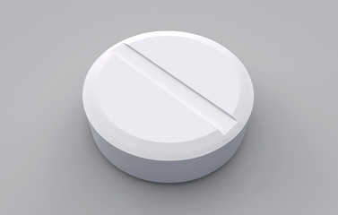 The white tablet on a grey background