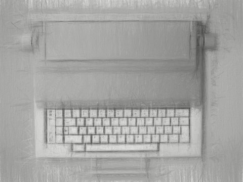 Sketching with pencil a typewriter