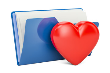 Computer folder icon with red heart, 3D rendering