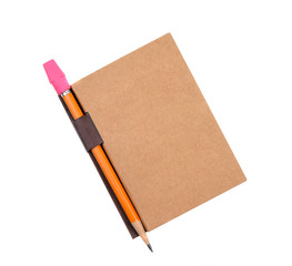 Closed pad with pencil in holder