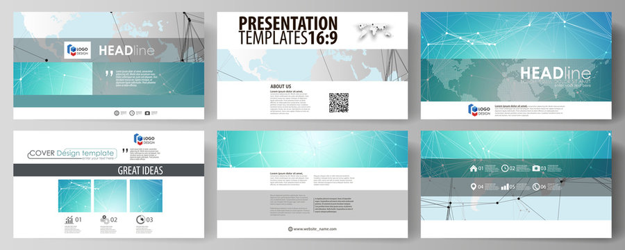 The minimalistic abstract vector illustration of the editable layout of high definition presentation slides design business templates. Futuristic high tech background, dig data technology concept.
