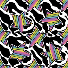 rainbow stars seamless pattern.
