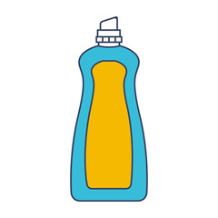 color blue and yellow sections silhouette of cloth softener bottle