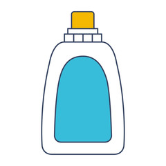 color blue and yellow sections silhouette of liquid soap bottle