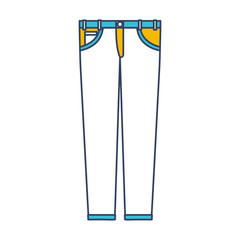 color blue and yellow sections silhouette of female pants