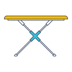 color blue and yellow sections silhouette of ironing board