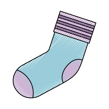 Colored Crayon Silhouette Of One Sock