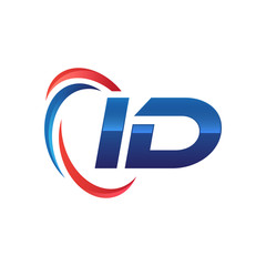 initial letter logo swoosh red blue