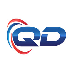 initial letter logo swoosh red blue