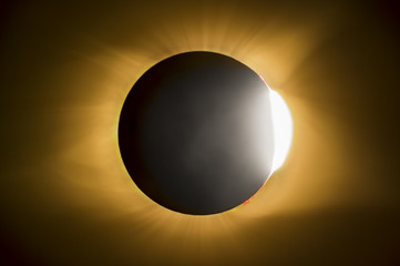 Total Solar Eclipse Diamond Ring Effect - Intense, bright flare as the Moon begins to reveal the Sun behind