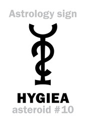 Astrology Alphabet: HYGIEA, asteroid #10. Hieroglyphics character sign (single symbol).