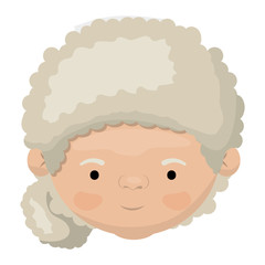 colorful face of grandmother with a curly bun side hair
