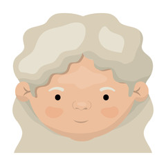 colorful face of elderly woman with a curly short hairstyle