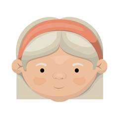 colorful face of elderly woman with glasses and bow lace straight short hairstyle