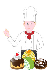ケーキ職人のポーズ