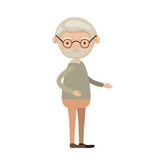 colorful full body bearded elderly man in clothes with glasses