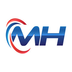 initial letter logo swoosh red blue