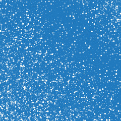 Random falling white dots. Abstract pattern with random falling white dots on blue background. Vector illustration.