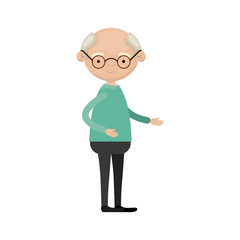 colorful full body elderly man in clothes with glasses