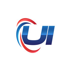 Obraz premium initial letter logo swoosh red blue