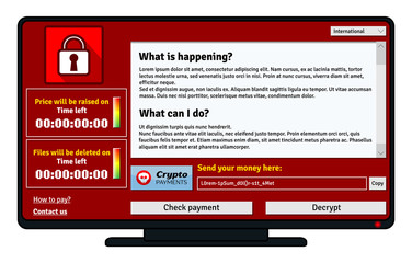 Cryptolocker infection window on computer monitor requesting payment for decryption