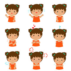 .Variety girl face expression illustration.