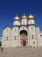 Fototapeta na wymiar Front view of the Cathedral of Assumption inside the Kremlin, Moscow, Russia