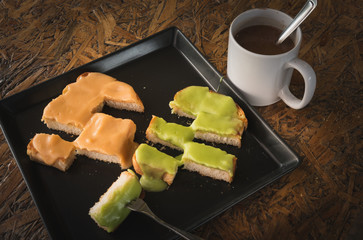 yummy steamed custard egg and hot coffee