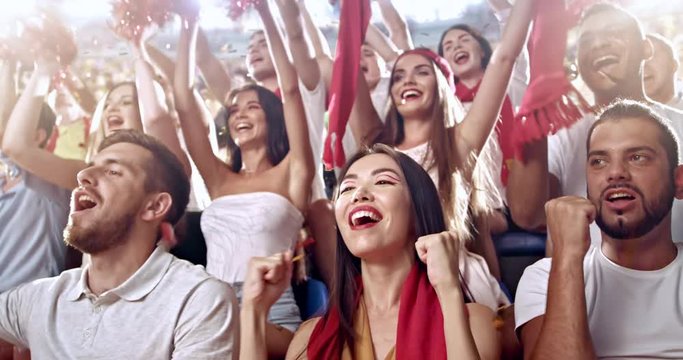 Fans cheer at the stadium