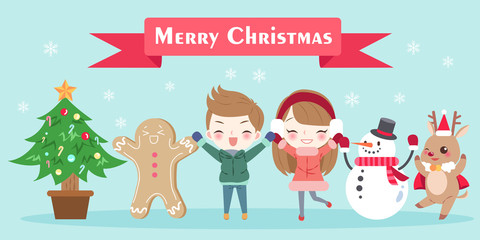 cartoon with merry christmas