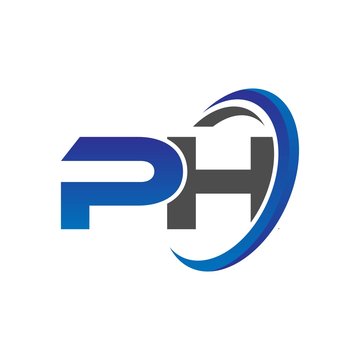 vector initial logo letters ph with circle swoosh blue gray