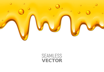 Vector seamless dripping honey on white background - 169064736