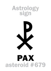 Obraz premium Astrology Alphabet: PAX (Peace), asteroid #679. Hieroglyphics character sign (single symbol).
