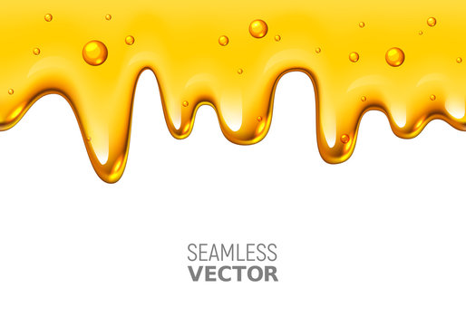 Naklejki Vector seamless dripping honey on white background